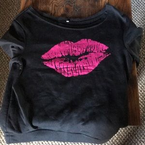 Off the shoulder “kiss” sweatshirt